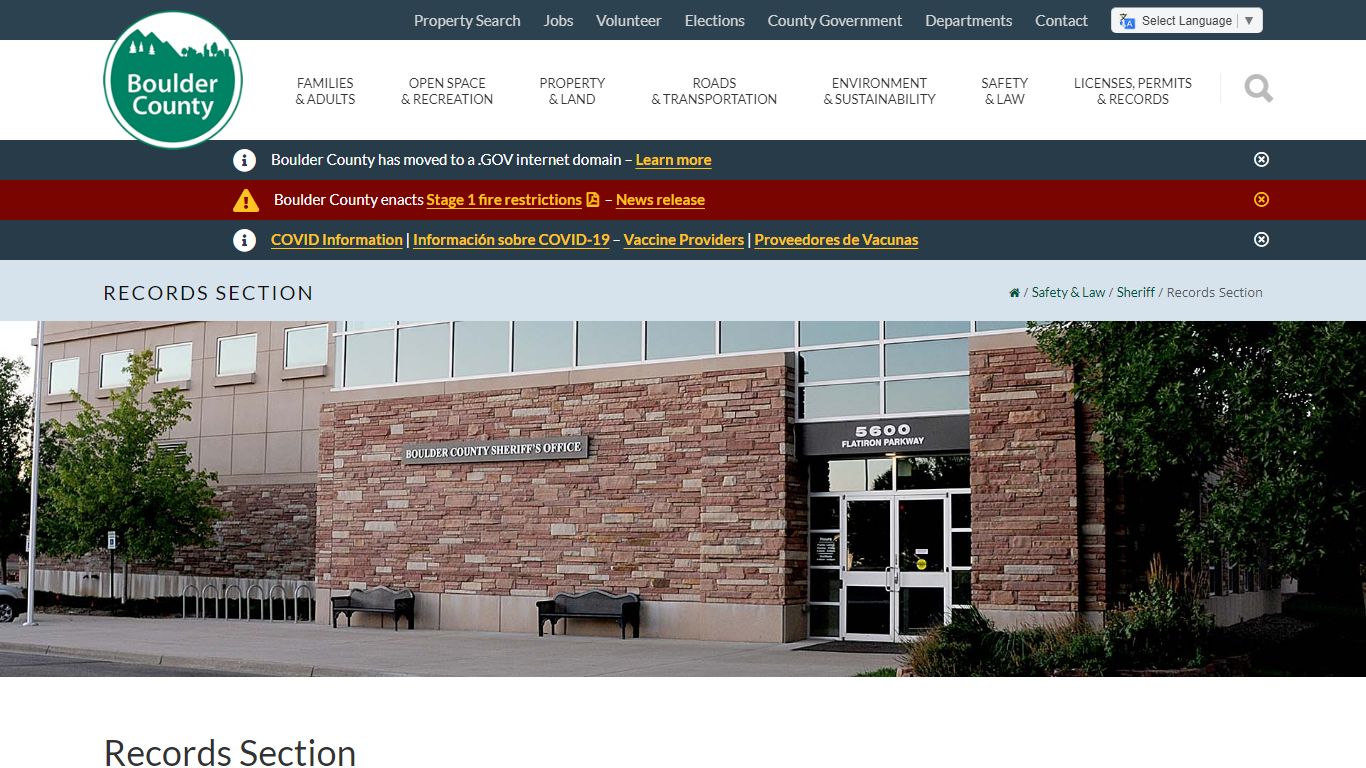 Records Section - Boulder County
